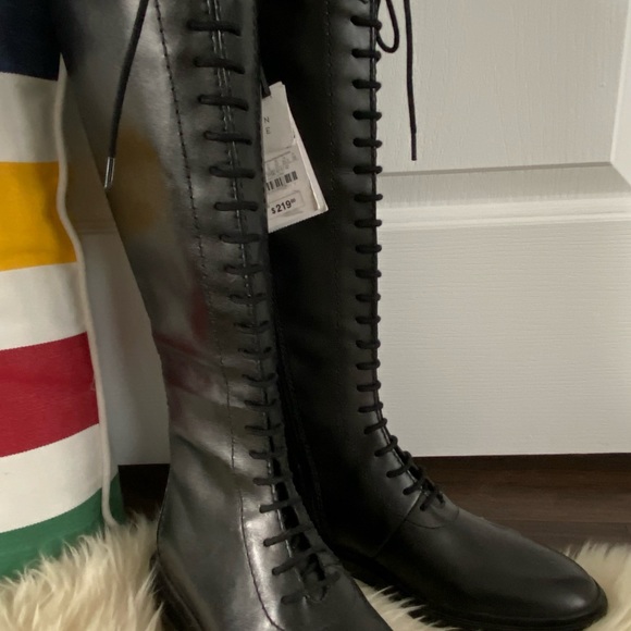 Zara Black Leather Knee High Boots NEW Sz 8 - Picture 5 of 8